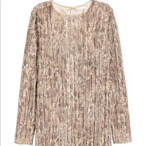 H&M Floral Long Sleeve Pleated Dress